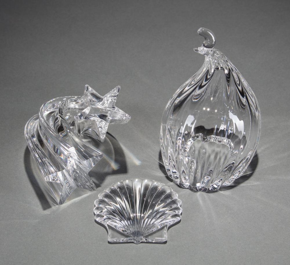 Appraisal: Three Steuben Glass Ornamentals Star Stream designed by Neil Cohen