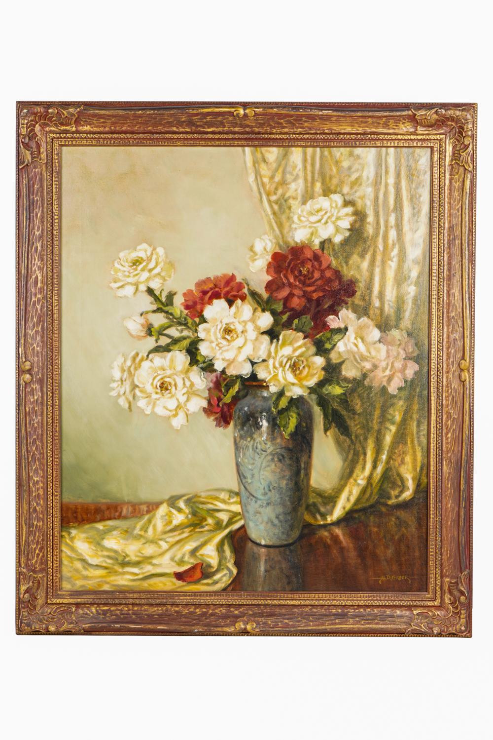 Appraisal: AUBREY DALE GREER - STILL LIFE WITH ROSESoil on canvas