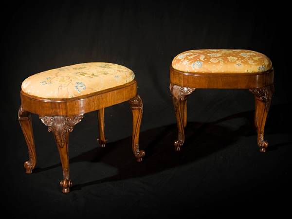 Appraisal: A pair of George III style mahogany stools height in