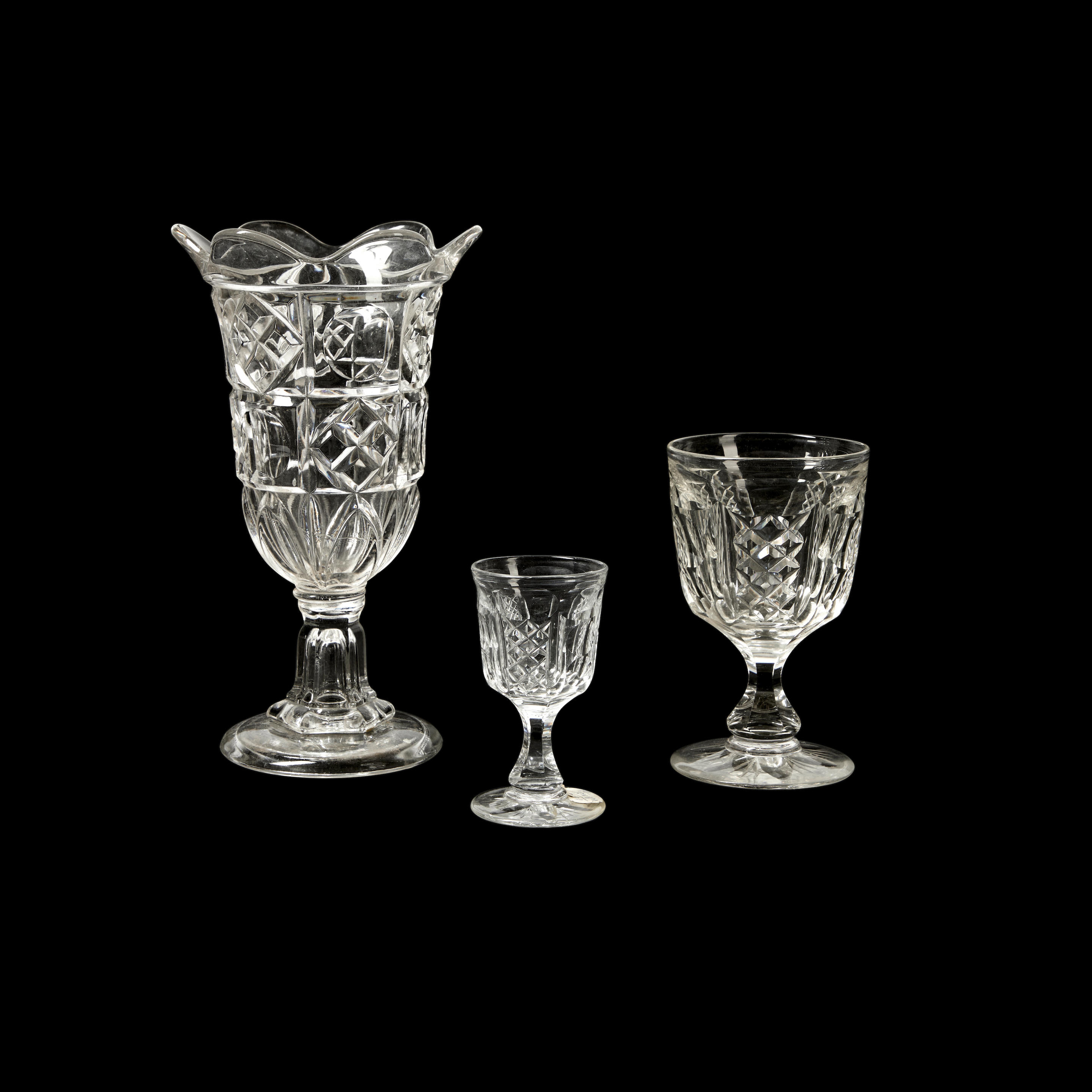 Appraisal: Seven Pieces of Early American Colorless Pressed Glass in Various