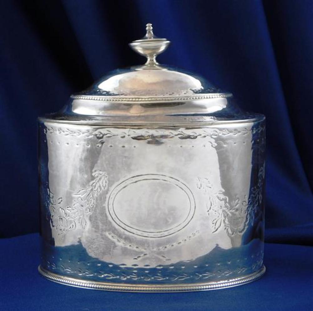 Appraisal: SILVER Hester Bateman English - George III sterling tea caddy