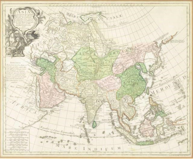 Appraisal: Framed antique map of Asia cartographer Guillaume De L'Isle French