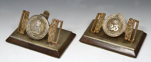 Appraisal: A PAIR OF MENU HOLDERS on rectangular platform bases fashioned