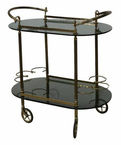 Appraisal: French gilt metal service bar cart mid th c two