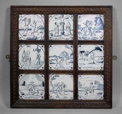 Appraisal: Nine th Century English blue and white Delft tiles -