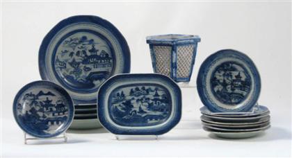 Appraisal: Group of Chinese export porcelain blue and white Canton tablewares