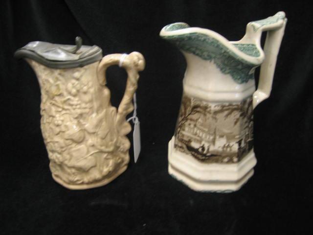 Appraisal: Victorian English Pitchers transferware milk pitcher grape vase syrup