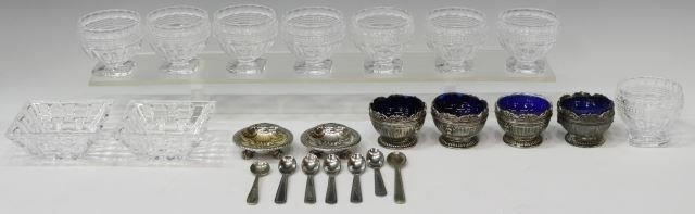 Appraisal: lot of Salt cellars and spoons including molded colorless glass