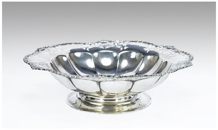 Appraisal: Silver Footed Bowl Of Circular Form With Lobed And Pierced