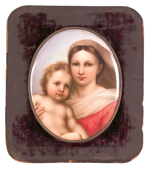 Appraisal: KPM porcelain oval plaque after Raphael's Sistine Madonna in the