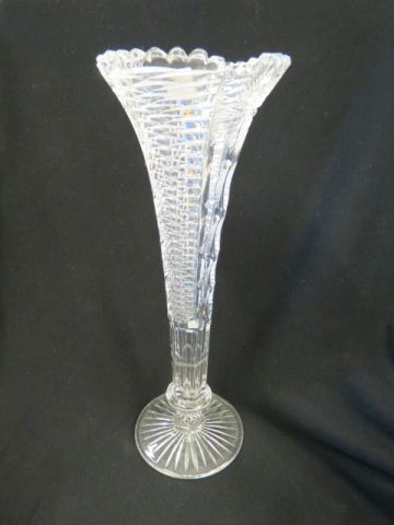 Appraisal: Cut Glass Trumpet Vase brilliant period coinspot starburst stepcut tall