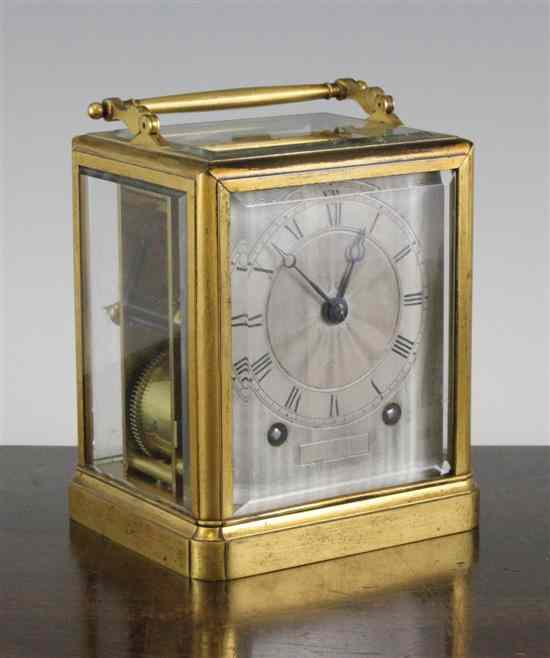 Appraisal: A th century French gilt brass carriage clock by Paul