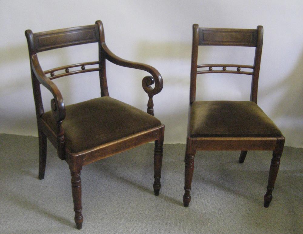 Appraisal: A SET OF SIX MAHOGANY DINING CHAIRS early th century