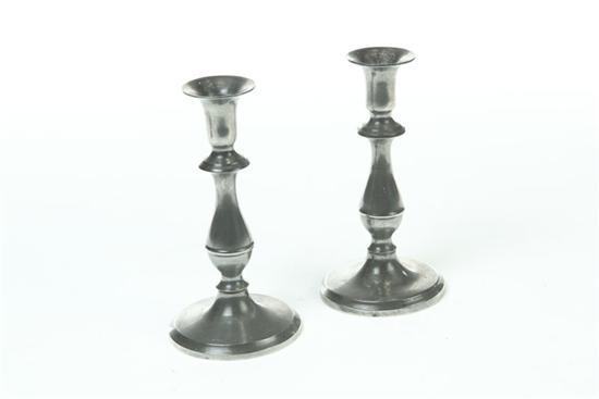 Appraisal: PAIR OF PEWTER CANDLESTICKS Possibly Homan Cincinnati Ohio mid th