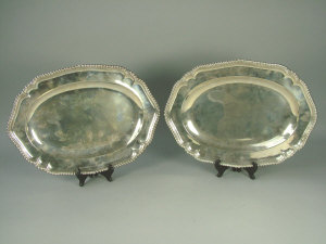 Appraisal: A pair of George II silver meat dishes London of