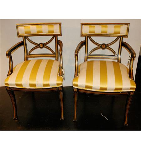 Appraisal: Pair of Regency Style Painted Armchairs Estimate -