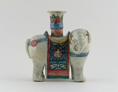 Appraisal: A Chinese famille rose model of a caprisoned elephant with