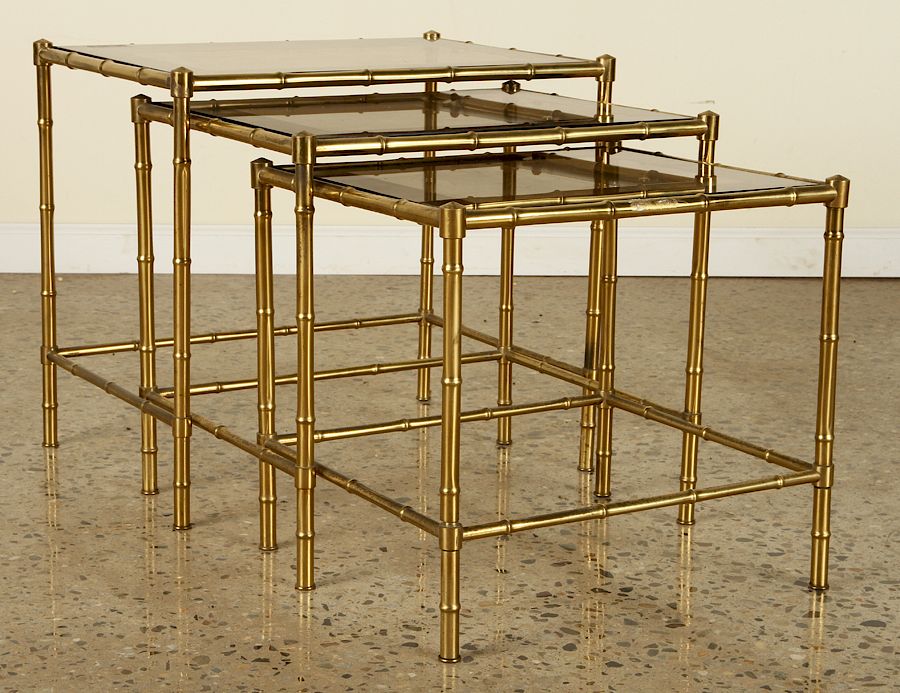 Appraisal: BRASS NESTING TABLES MANNER OF BAGUES C A nest of