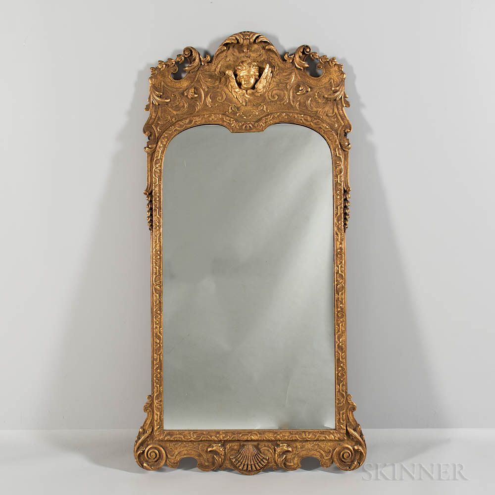 Appraisal: Georgian Carved Giltwood Mirror Georgian Carved Giltwood Mirror th century