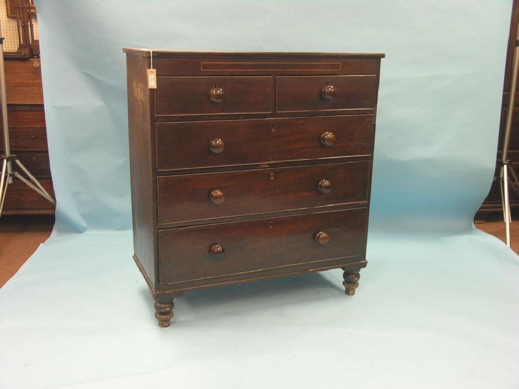 Appraisal: A Victorian mahogany bedroom chest two short and three long