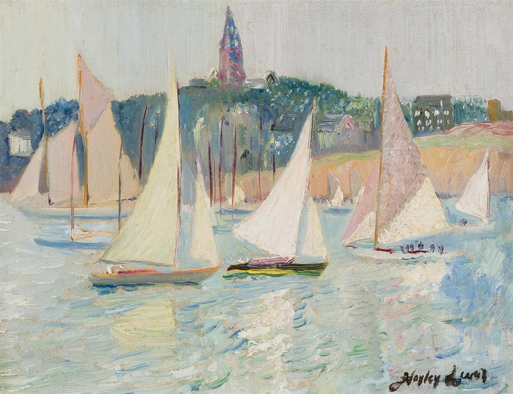 Appraisal: HAYLEY LEVER American - Sailboats at Marblehead Harbor Mass oil