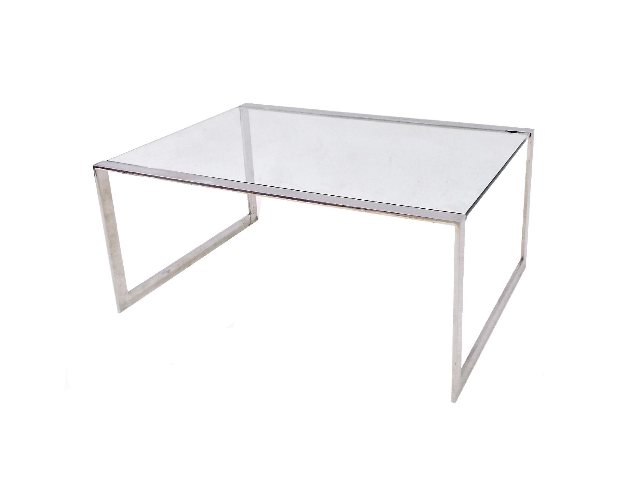 Appraisal: Possibly by Merrow Associates - chrome and glass coffee table