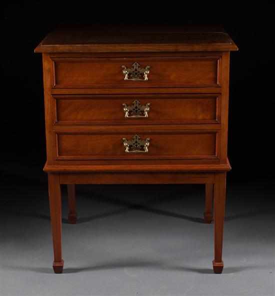 Appraisal: Victorian fruitwood three-drawer map cabinet on stand early th century