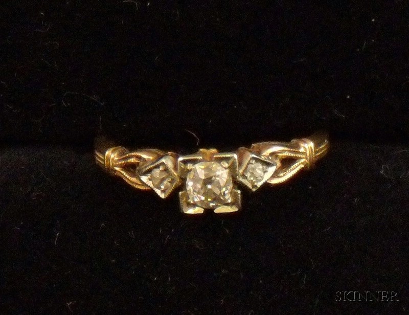 Appraisal: Art Deco kt Gold and Diamond Ring size Yellow gold