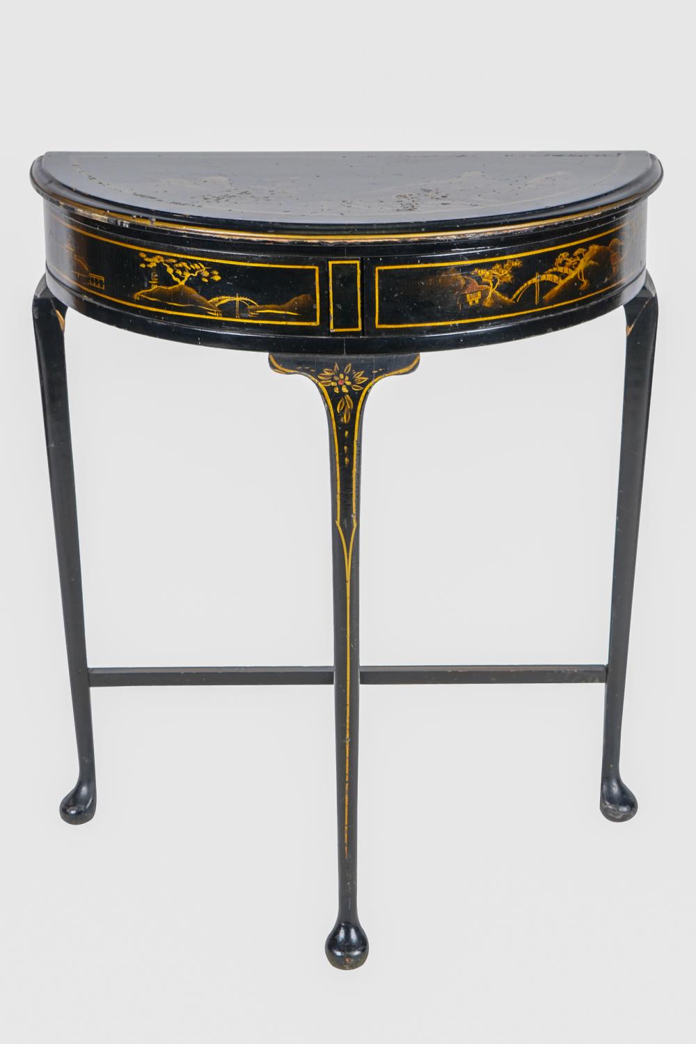 Appraisal: CHINOISERIE CONSOLEwith two apron drawers Condition wobbles slightly with paint