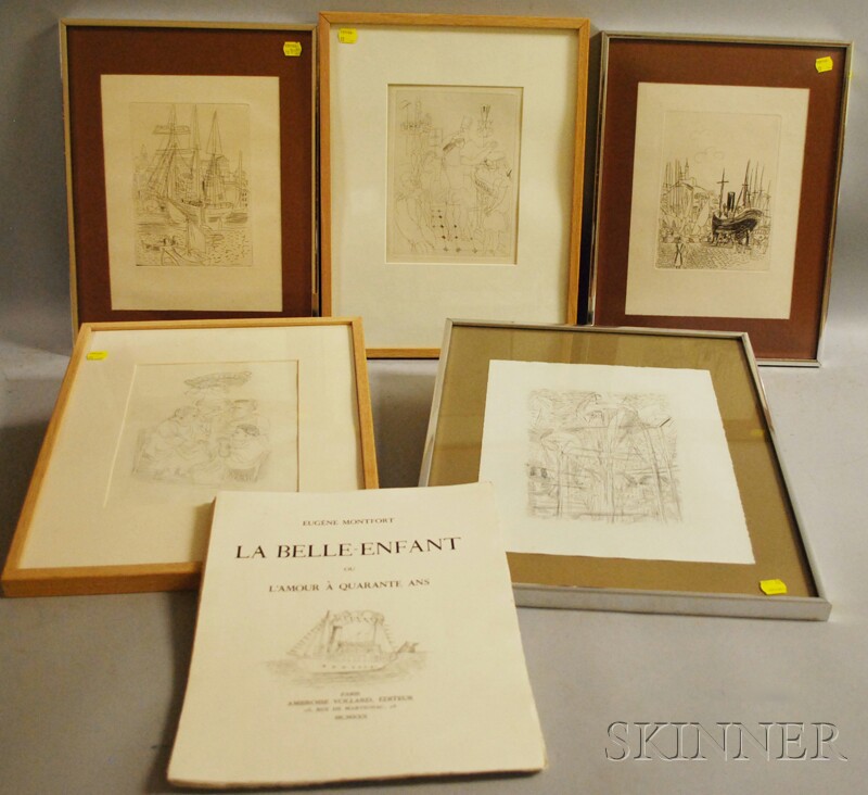 Appraisal: Raoul Dufy French - Five Framed Plates from La Belle