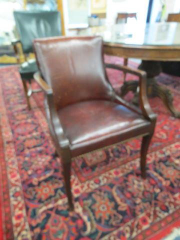 Appraisal: Leather Side Chair mahogany arms