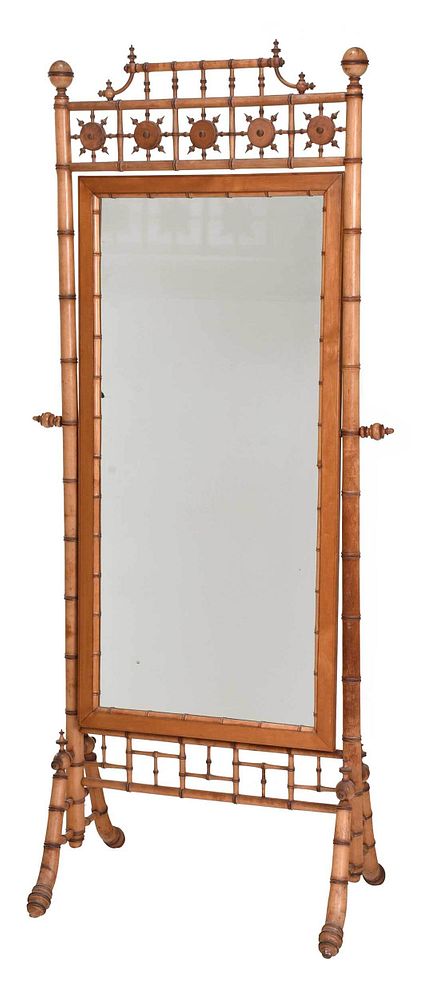 Appraisal: Aesthetic Movement Faux Bamboo Cheval Mirror attributed to R J