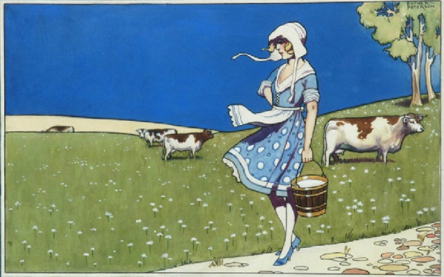 Appraisal: Esther Paterson - The Milk Maid gouache signed 'Esther Paterson'