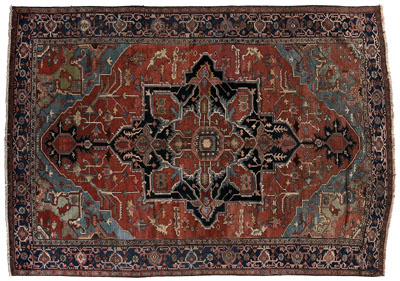 Appraisal: Bakshaish rug large central medallion with blue and green highlights