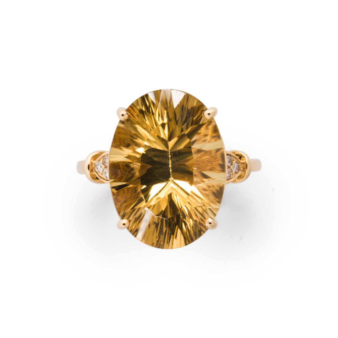 Appraisal: A CITRINE DIAMOND AND FOURTEEN KARAT GOLD RING A citrine