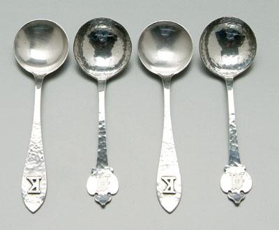 Appraisal: sterling Arts and Crafts spoons six round soup spoons hammered