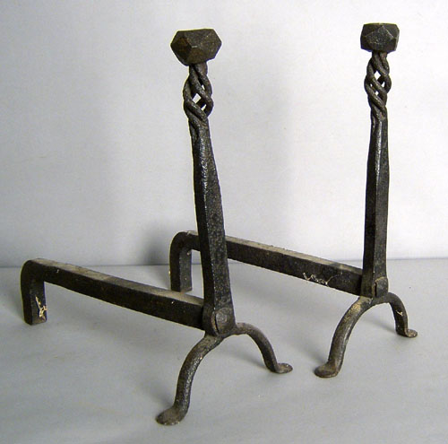 Appraisal: Pair of Stanley VA andirons ca stamped by maker H