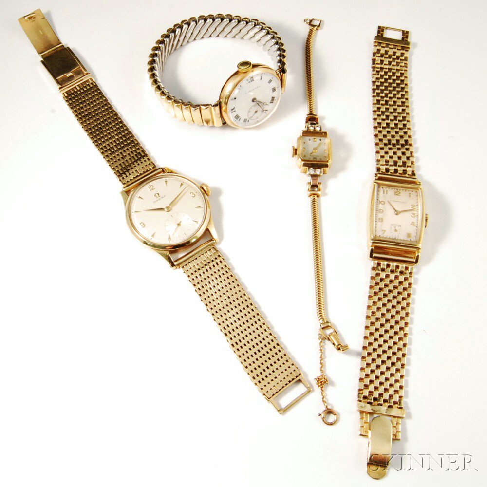 Appraisal: Four Wristwatches a kt C R Smith Son lady's pocket