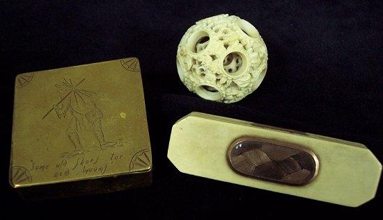 Appraisal: A George III ivory toothpick box with canted corners the