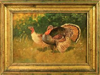 Appraisal: C Realist O C Study Painting of Turkeys UNITED STATES