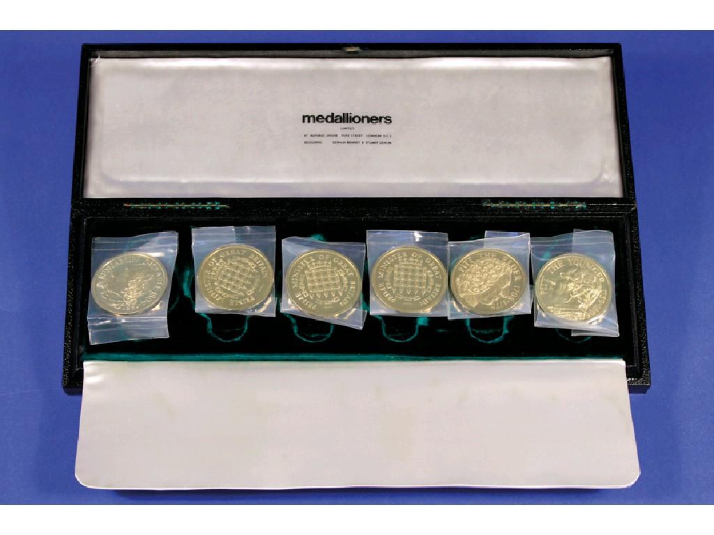 Appraisal: MEDALLIONERS LTD A SET OF SIX CT GOLD PRIME MINISTER