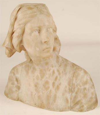 Appraisal: A th century carved marble bust of a young lady