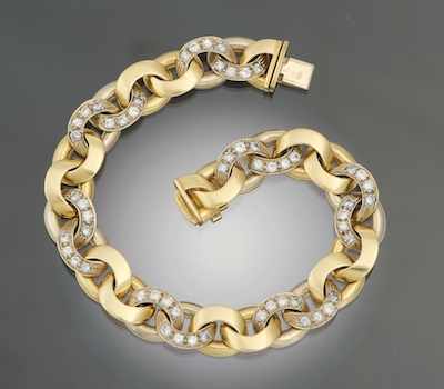 Appraisal: A Ladies' Italian k Gold and Diamond Bracelet k yellow