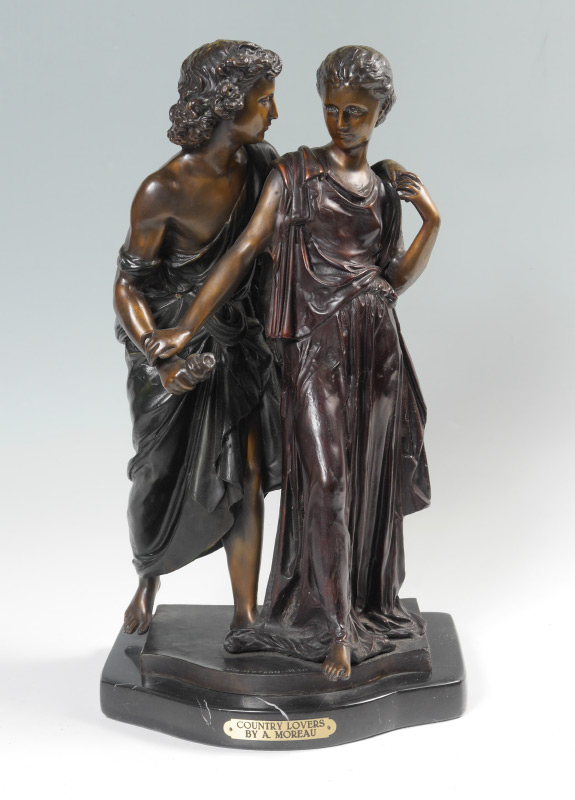 Appraisal: AFTER HYPOLITE MOREAU ''COUNTRY LOVERS'' BRONZE SCULPTURE Figures of lovers