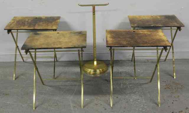 Appraisal: Aldo Tura Parchment Brass Midcentury Lot A set of folding