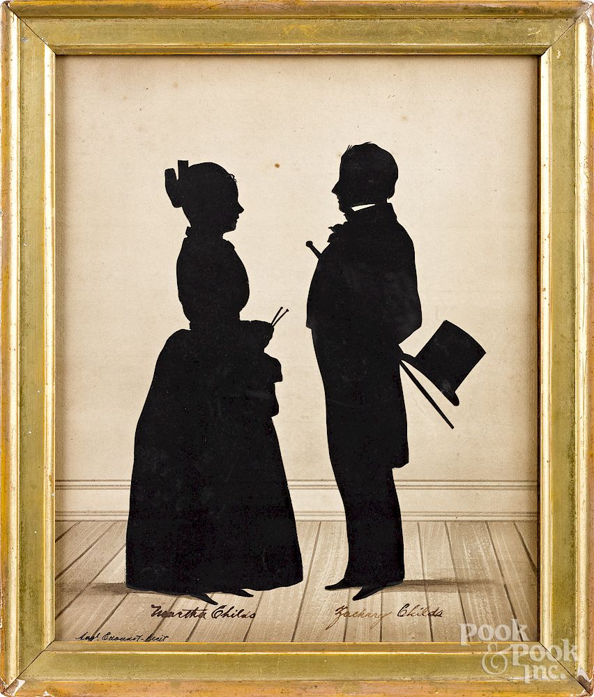 Appraisal: Auguste Edouart two silhouettes Auguste Edouart American French - two