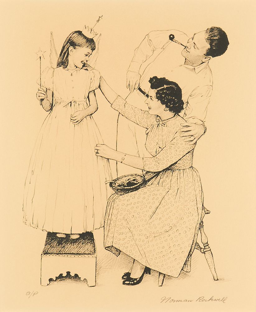 Appraisal: Norman Rockwell Angel Fitting Lithograph Norman Rockwell American - Lithograph