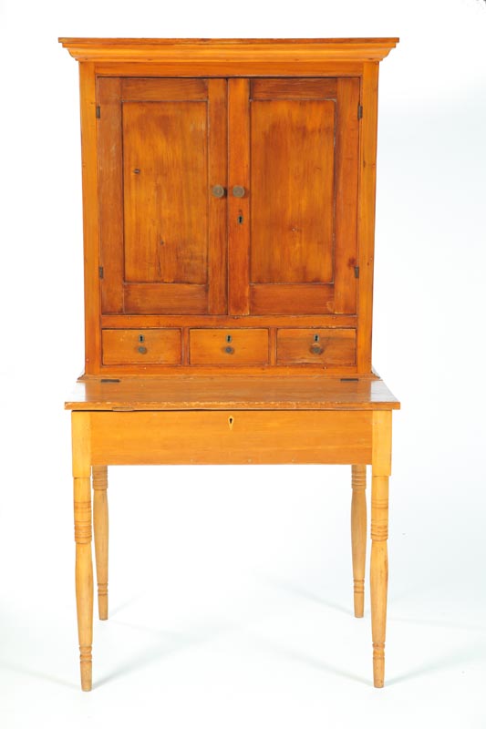 Appraisal: COUNTRY SECRETARY American early th century pine and poplar Turned