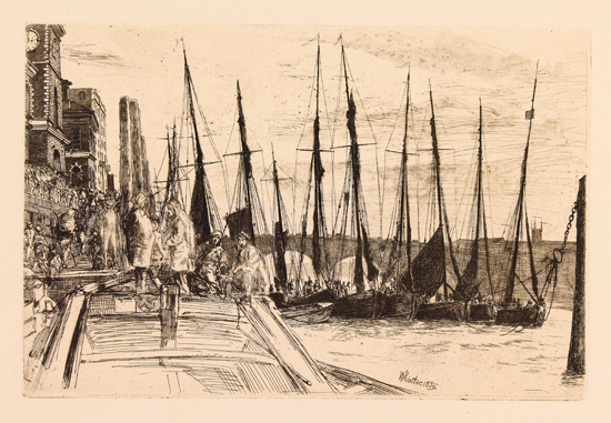 Appraisal: JAMES A M WHISTLER Billingsgate Etching on cream laid paper