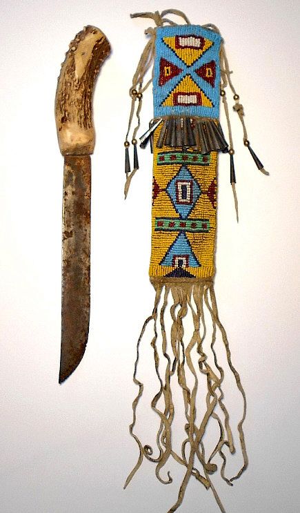 Appraisal: Arapaho Fully Beaded Sheath Trail Knife c - The lot